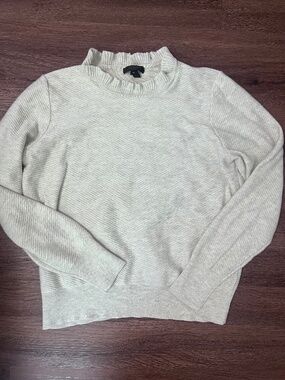 J Crew ruffle neck sweater wool blend
